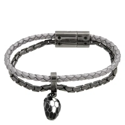Bvlgari Serpenti Forever Leather Bracelet In Black