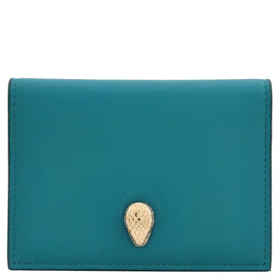 Bvlgari Serpenti Forever Leather Card Holder In Green