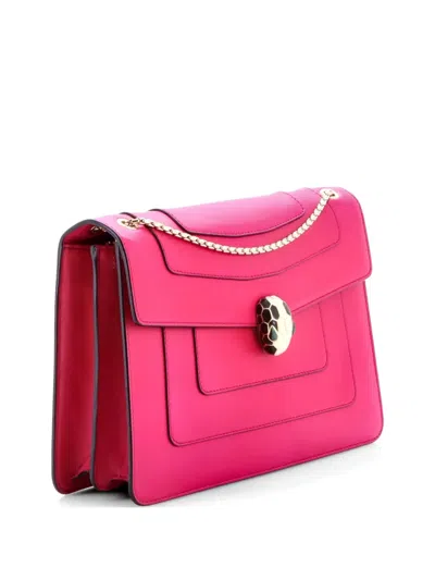 Pre-owned Bvlgari Serpenti Forever Leather Medium Shoulder Bag In Pink