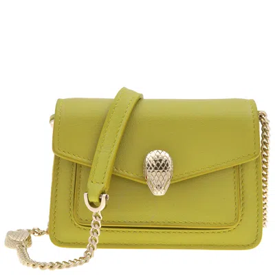 Bvlgari Serpenti Forever Leather Micro Bag In Green