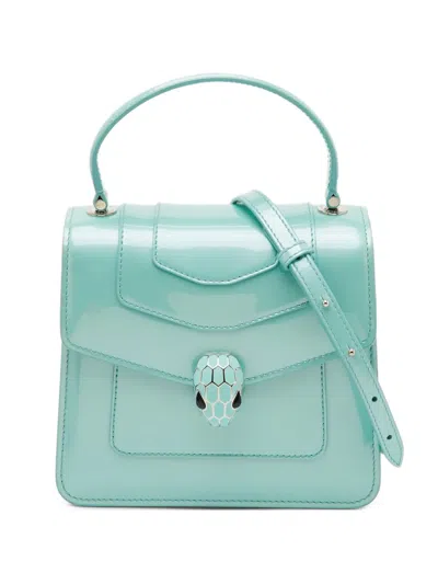 Pre-owned Bvlgari Serpenti Forever Leather Satchel Bag In Blue