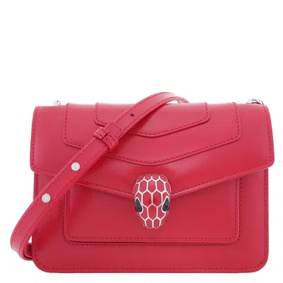Bvlgari Serpenti Forever Leather Shoulder Bag In Red