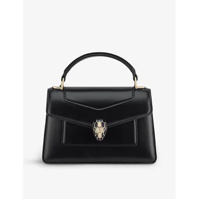 Bvlgari Mini Leather Serpenti Forever Top-handle Bag In Black