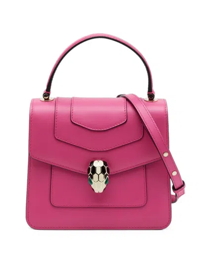 Pre-owned Bvlgari Serpenti Forever Leather Tote Bag In Pink