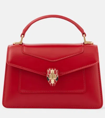 Bvlgari Serpenti Forever Leather Tote Bag In Red