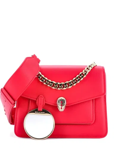 Pre-owned Bvlgari Serpenti Forever Maxi Chain Leather Small Crossbody Bag In Pink