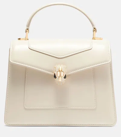 Bvlgari Serpenti Forever Medium Leather Tote Bag In White
