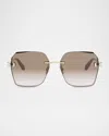 Bvlgari Serpenti Forever Metal Square Sunglasses In Gold