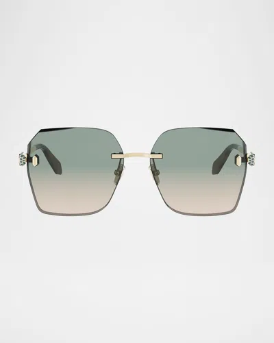 Bvlgari Serpenti Forever Metal Square Sunglasses In Gold