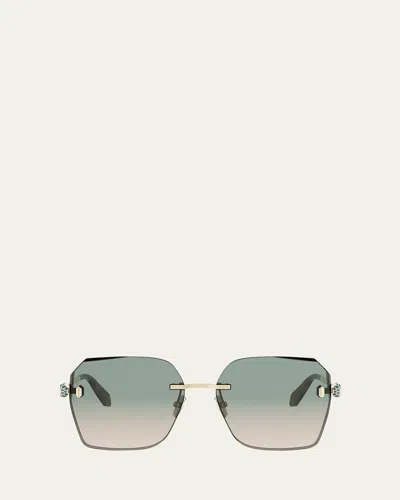 Bvlgari Serpenti Forever Metal Square Sunglasses In Gold