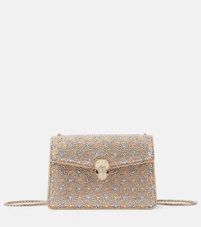 Bvlgari Serpenti Forever Mini Embellished Crossbody Bag In Gold