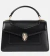 Bvlgari Mini Leather Serpenti Forever Top-handle Bag In Black