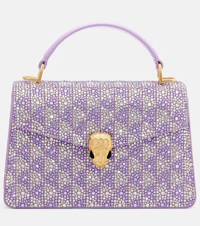 Bvlgari Serpenti Forever Mini Leather Top-handle Bag In Purple