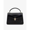 Bvlgari Womens Black Serpenti Forever Mini Stud-embellished Leather Top-handle Bag