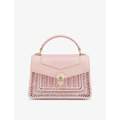 Bvlgari Womens Pink Medium Serpenti Forever Mini Stud-embellished Leather Top-handle Bag