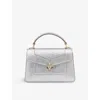 Bvlgari Womens Silver Serpenti Forever Mini Stud-embellished Leather Top-handle Bag