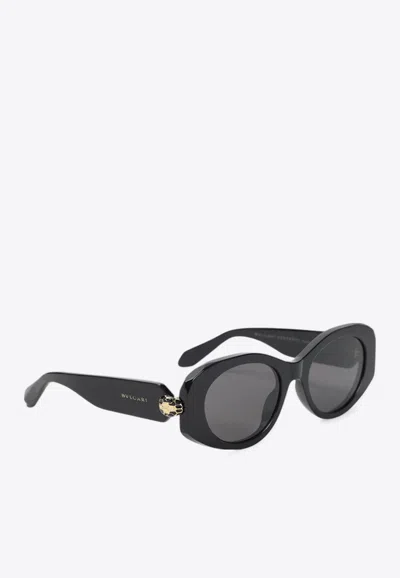 Bvlgari Serpenti Forever Oval Sunglasses In Black