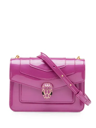 Pre-owned Bvlgari Serpenti Forever Patent Leather Shoulder Bag In Purple