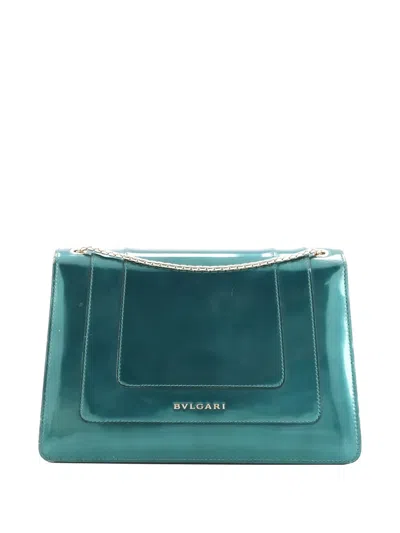 Pre-owned Bvlgari Serpenti Forever Patent Medium Shoulder Bag In Green