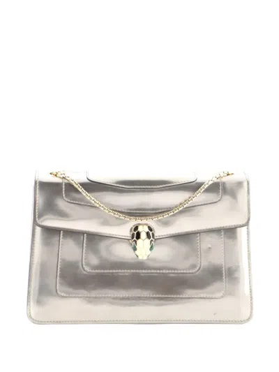 Pre-owned Bvlgari Serpenti Forever Patent Medium Shoulder Bag In Metallic