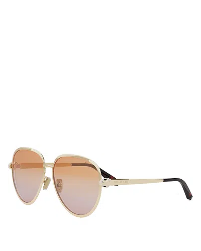 Bvlgari Serpenti Forever Pilot Metal Sunglasses, 59mm In Gold/brown