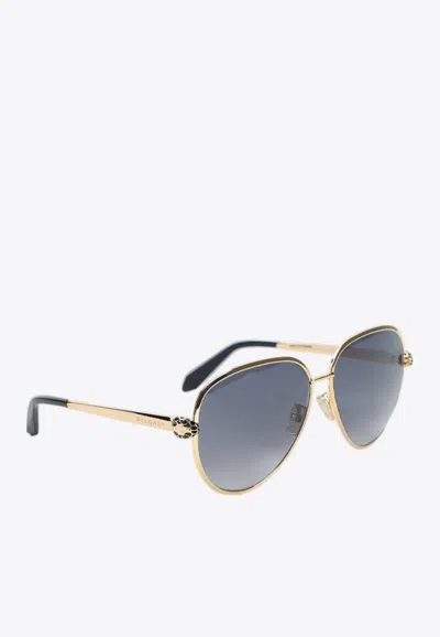 Bvlgari Serpenti Forever Pilot Sunglasses In Silver