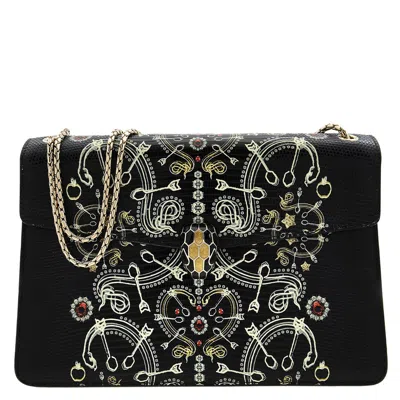 Bvlgari Serpenti Forever Pop-heart Lizard-leather Shoulder Bag In Black