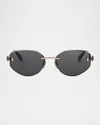 Bvlgari Serpenti Forever Rimless Oval Metal Sunglasses In Gold