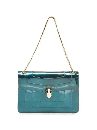 Pre-owned Bvlgari Serpenti Forever Shoulder Bag In Blue