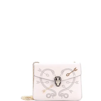Bvlgari Serpenti Forever Shoulder Bag Embellished Leather Mini In Pink