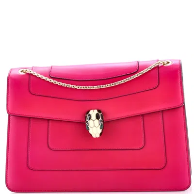 Bvlgari Serpenti Forever Shoulder Bag Leather Medium In Pink