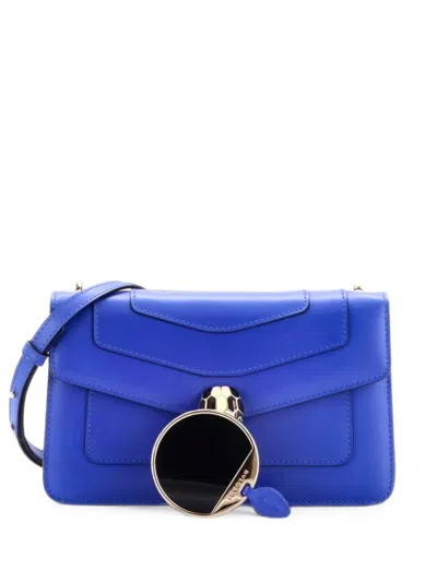 Pre-owned Bvlgari Serpenti Forever Shoulder Bag Leather Small Crossbody Bag In Blue