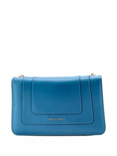 Pre-owned Bvlgari Serpenti Forever Shoulder Bag Leather Small Crossbody Bag In Blue