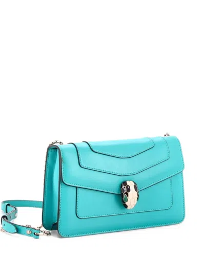 Pre-owned Bvlgari Serpenti Forever Shoulder Bag Leather Small Crossbody Bag In Blue