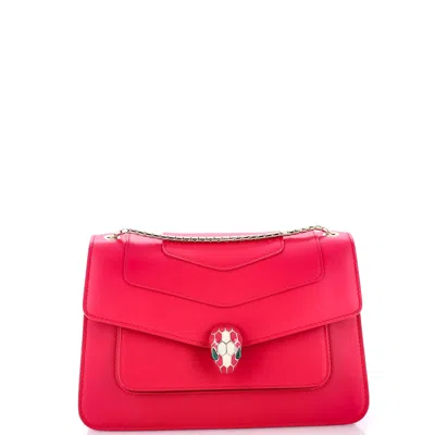 Bvlgari Serpenti Forever Shoulder Bag Leather Small In Red