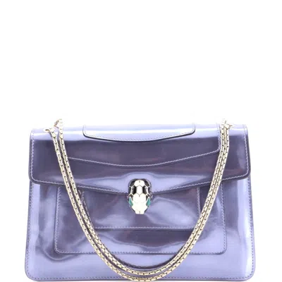 Bvlgari Serpenti Forever Shoulder Bag Patent Medium In Blue