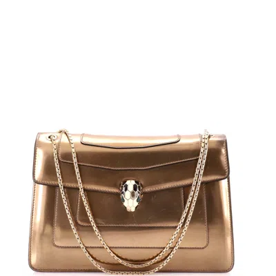 Bvlgari Serpenti Forever Shoulder Bag Patent Medium In Gold