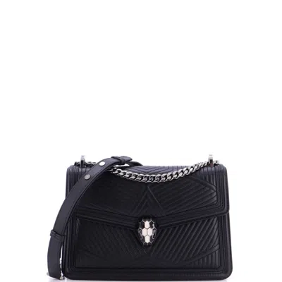 Bvlgari Serpenti Forever Shoulder Bag Quilted Leather Small In Black