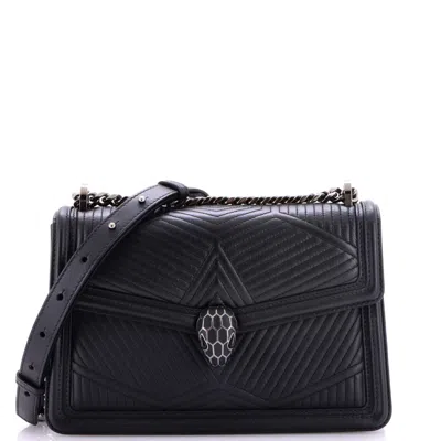 Bvlgari Serpenti Forever Shoulder Bag Quilted Leather Small In Black