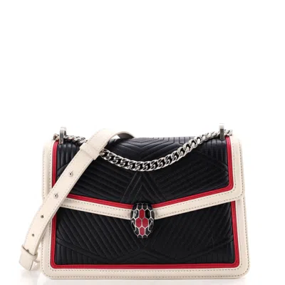 Bvlgari Serpenti Forever Shoulder Bag Quilted Leather Small In Black