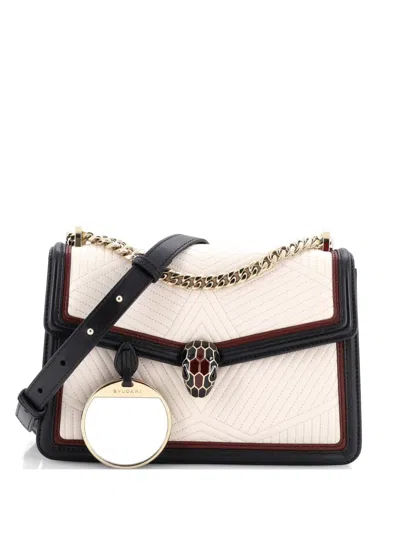 Pre-owned Bvlgari Serpenti Forever Shoulder Bag Quilted Leather Small Crossbody Bag In Black