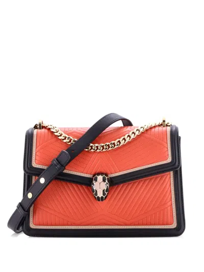 Pre-owned Bvlgari Serpenti Forever Shoulder Bag Quilted Leather Small Crossbody Bag In Multi