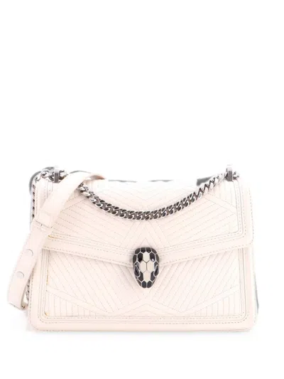 Pre-owned Bvlgari Serpenti Forever Shoulder Bag Quilted Leather Small Crossbody Bag In Neutral
