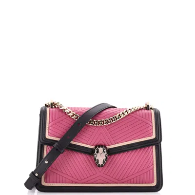 Bvlgari Serpenti Forever Shoulder Bag Quilted Leather Small In Pink