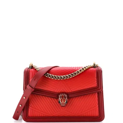 Bvlgari Serpenti Forever Shoulder Bag Quilted Leather Small In Red