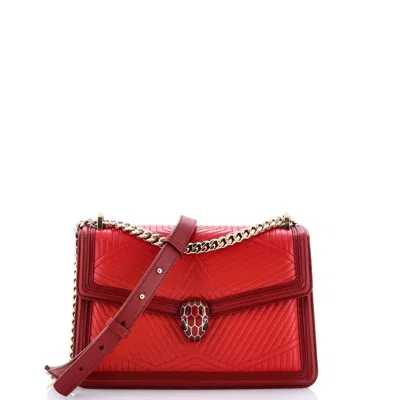 Bvlgari Serpenti Forever Shoulder Bag Quilted Leather Small In Red