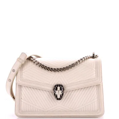 Bvlgari Serpenti Forever Shoulder Bag Quilted Leather Small In Neutral