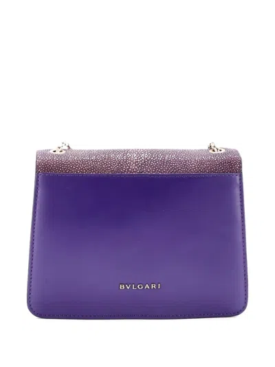 Pre-owned Bvlgari Serpenti Forever Square Leather And Stingray Small Shoulder Bag In Purple