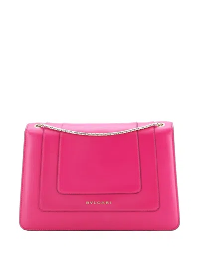 Pre-owned Bvlgari Serpenti Forever Square Leather Medium Shoulder Bag In Pink