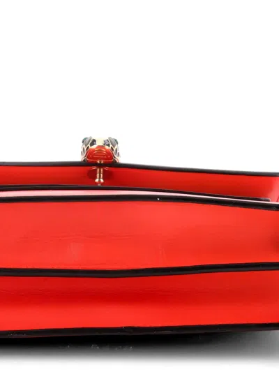 Pre-owned Bvlgari Serpenti Forever Square Leather Medium Shoulder Bag In Red